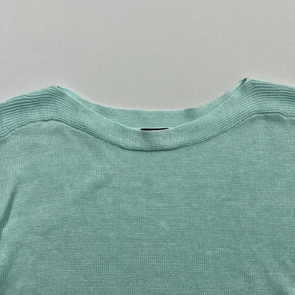 Talbots Sweater 100% Linen Boat Neck 3/4 Sleeve Mint Green Womens Size LP - Picture 4 of 9
